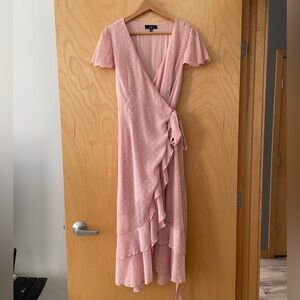 Lulus Pink Swiss Dot Dress Medium EUC